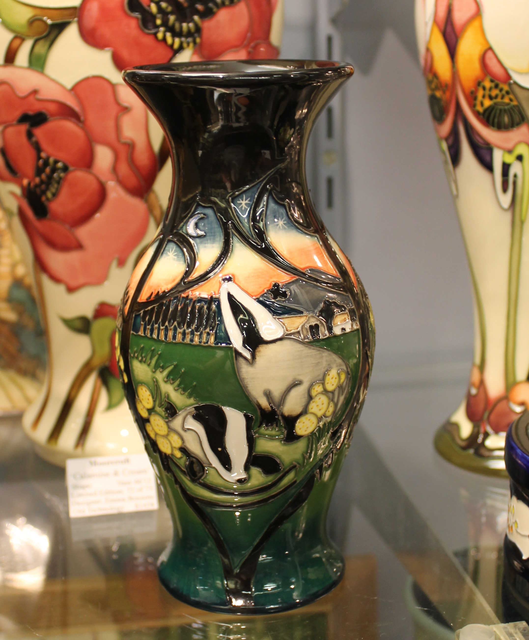 Moorcroft - 'Moonlit Badgers' Vase - Moorcroft - 'Moonlit Badgers' Vase
