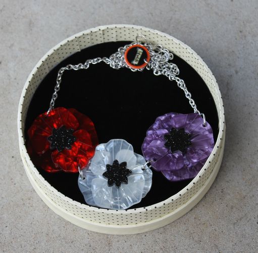 Erstwilder Necklace - Poppy Field Tri Colour - Erstwilder Necklace - Poppy Field Tri Colour