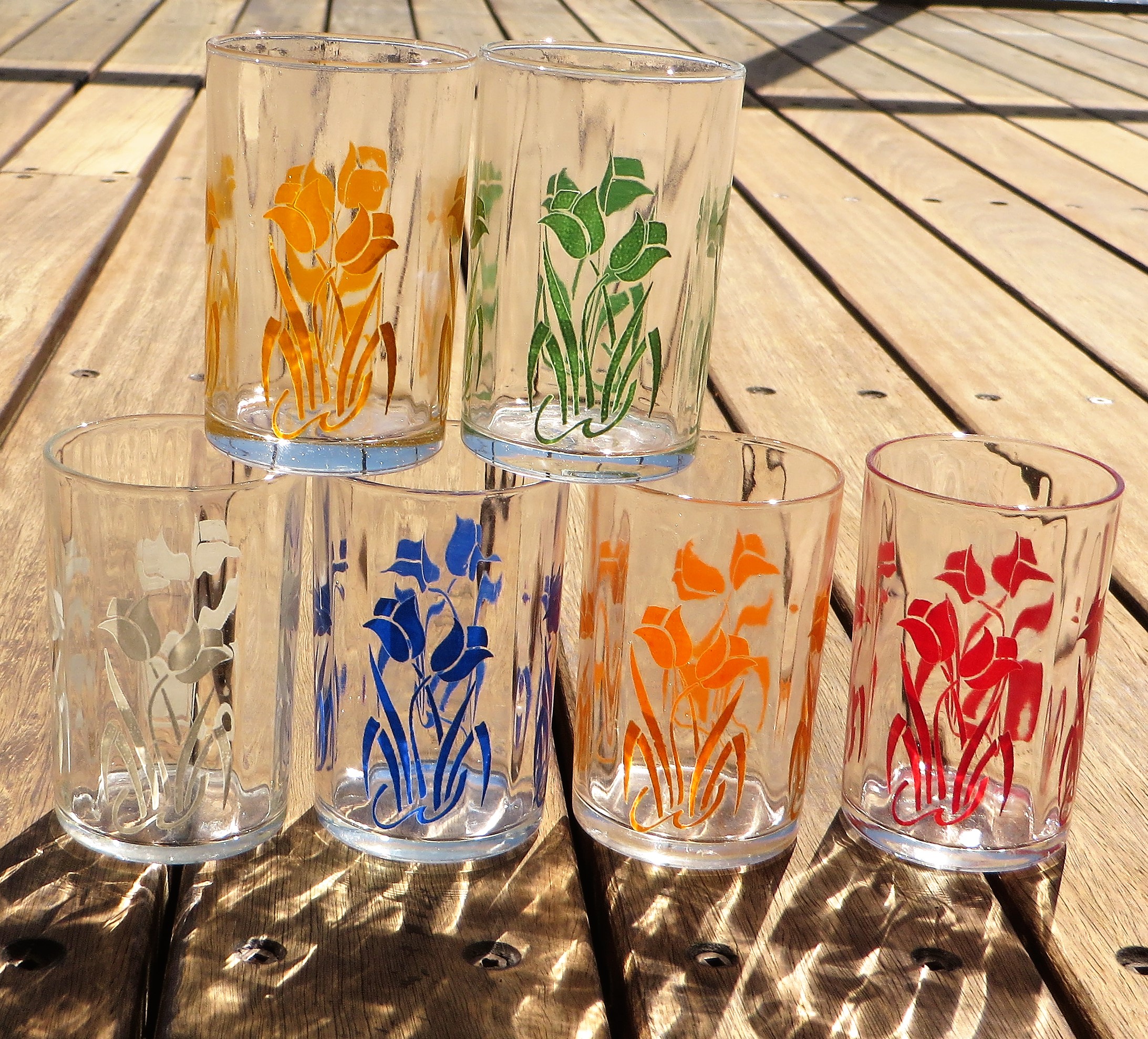 Tulip Glasses - Set of Six - morpeth antique centre hunter valley swanky swig glasses australian jam relish spread vegemite condiment kraft eta saniturium cottees jar