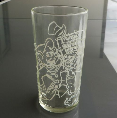 Barnes Honey Disney Glass - Dopey & Uncle Scrooge - morpeth antique centre hunter valley swanky swig glass barnes honey disney dwarves 1950's retro collectable condiment jar Kraft ETA Sanitarium Cottee's