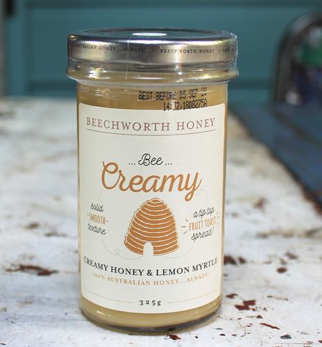 Creamed Honey with Lemon Myrtle - morpeth gourmet foods hunter valley gift 100% pure honey beechworth bee cause raw straight line creamed lemon myrtle