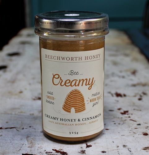 Creamed Honey with Cinnamon - morpeth gourmet foods hunter valley gift 100% pure honey beechworth bee cause raw straight line cinnamon