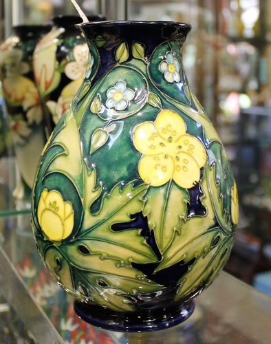 Moorcroft Vase - Buttercup - morpeth antique centre hunter valley walter william moorcroft buttercup vase english pottery ceramics