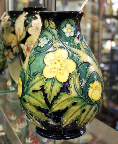 Moorcroft Vase - Buttercup - morpeth antique centre hunter valley walter william moorcroft buttercup vase english pottery ceramics