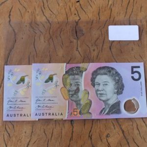 Australian Five Dollar Note First & Last Prefix Pair