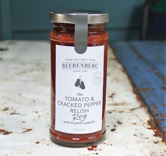 Beerenberg - Tomato & Cracked Pepper Relish - morpeth gift gallery hunter valley gourmet foods beerenberg australian made family owned business tomato cracked pepper sauce dressing marinade jam conserve chutney relish curd marmalade honey simmer one pot cook