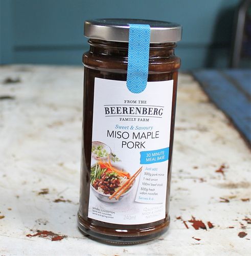 Beerenberg - Miso Maple Pork 30 Minute Meal Base - morpeth gift gallery hunter valley gourmet foods beerenberg australian made family owned business miso maple pork sauce dressing marinade jam conserve chutney relish curd marmalade honey simmer one pot cook