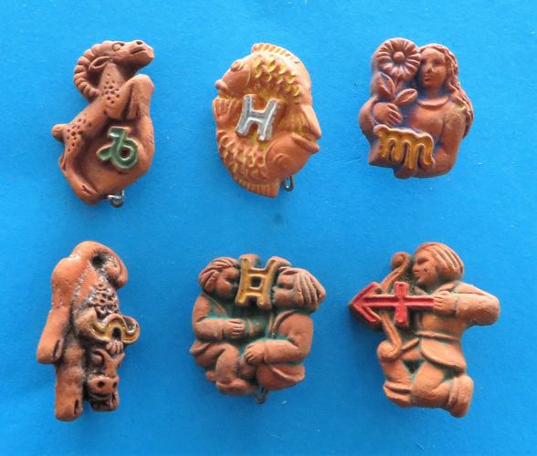 German Badge Set - Zodiacs - morpeth antique centre hunter valley german third reich winter charity relief WHW winterhilfswerk campaign tinnie badges pottery zodiacs