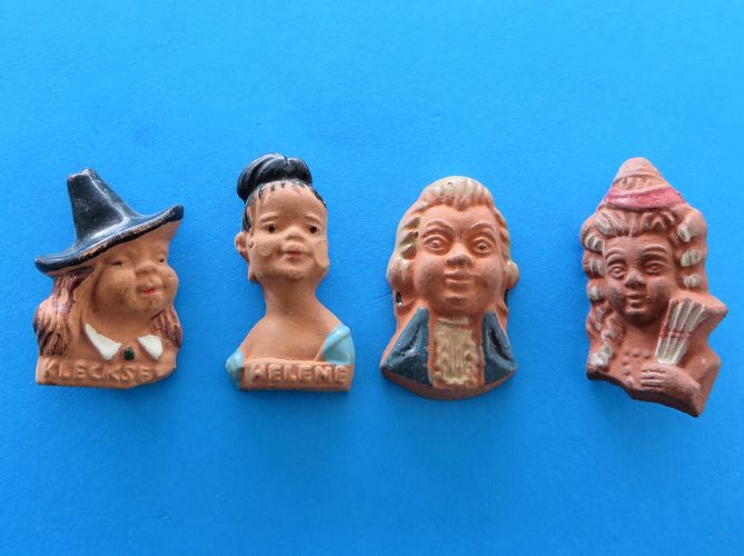 German Badge Set - Lords & Ladies - morpeth antique centre hunter valley third reich germany whwwinter charity relief winterhilfswerk donation badge tinnie pottery handpainted people personalities folk