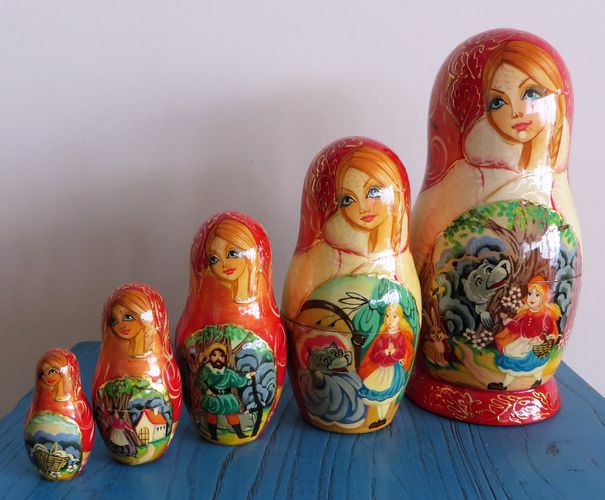 Matryoshka Doll - Red Riding Hood - morpeth gift gallery hunter valley matroyshka dolls babushka nesting russian made set five ten hand painted mother's day