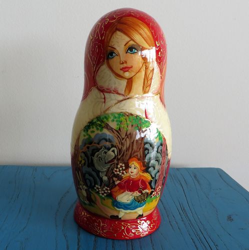 Matryoshka Doll - Red Riding Hood - morpeth gift gallery hunter valley matroyshka dolls babushka nesting russian made set five ten hand painted mother's day