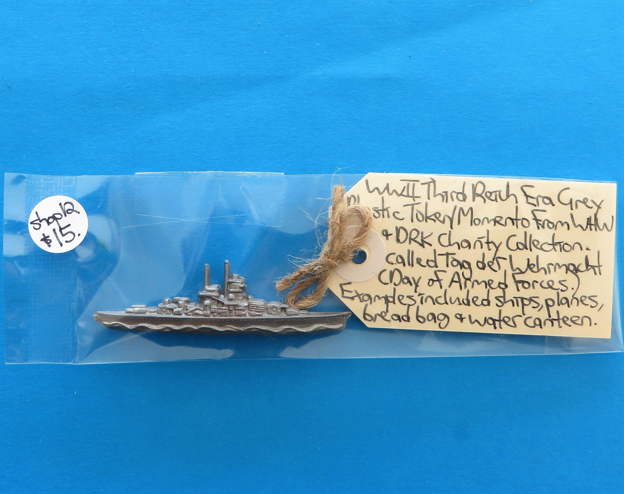 German Charity Token - Ship - morpeth antique centre hunter valley third reich german world war two winter charity relief badge pin baltic amber ship kriegsmarine DRK day armed forces wehrmacht propaganda WHW