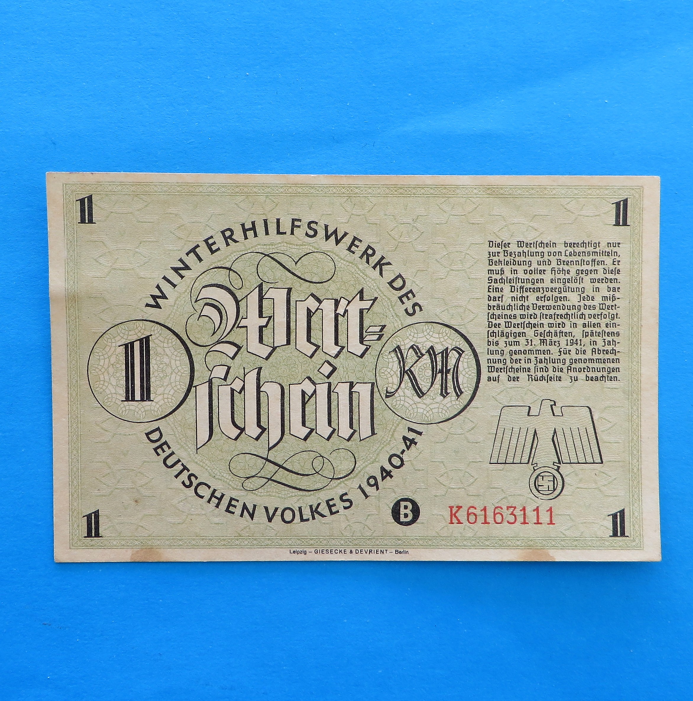 WWII German Donation Certificate - morpeth antique centre hunter valley third reich german world war two winter charity relief badge pin baltic amber shi 1940 1941 season poster ticket propaganda WHW