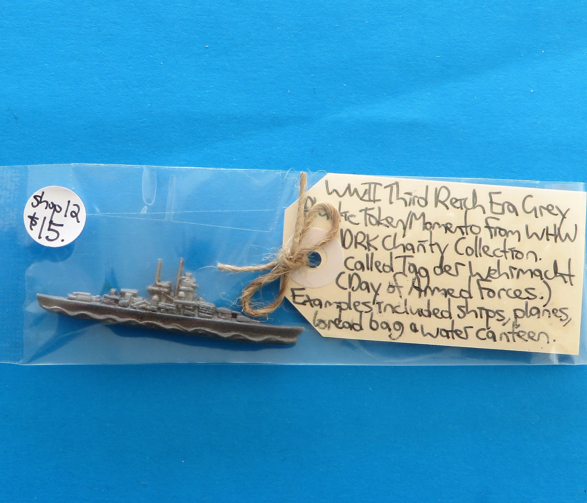 German Charity Token - Ship - morpeth antique centre hunter valley third reich german world war two winter charity relief badge pin baltic amber DRK day of armed forces wehrmacht token WHW