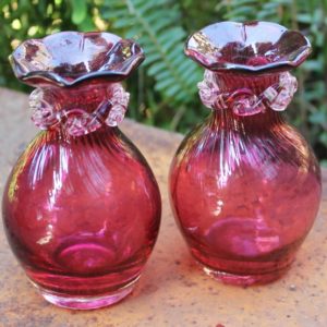 Cranberry Glass Vase Pair