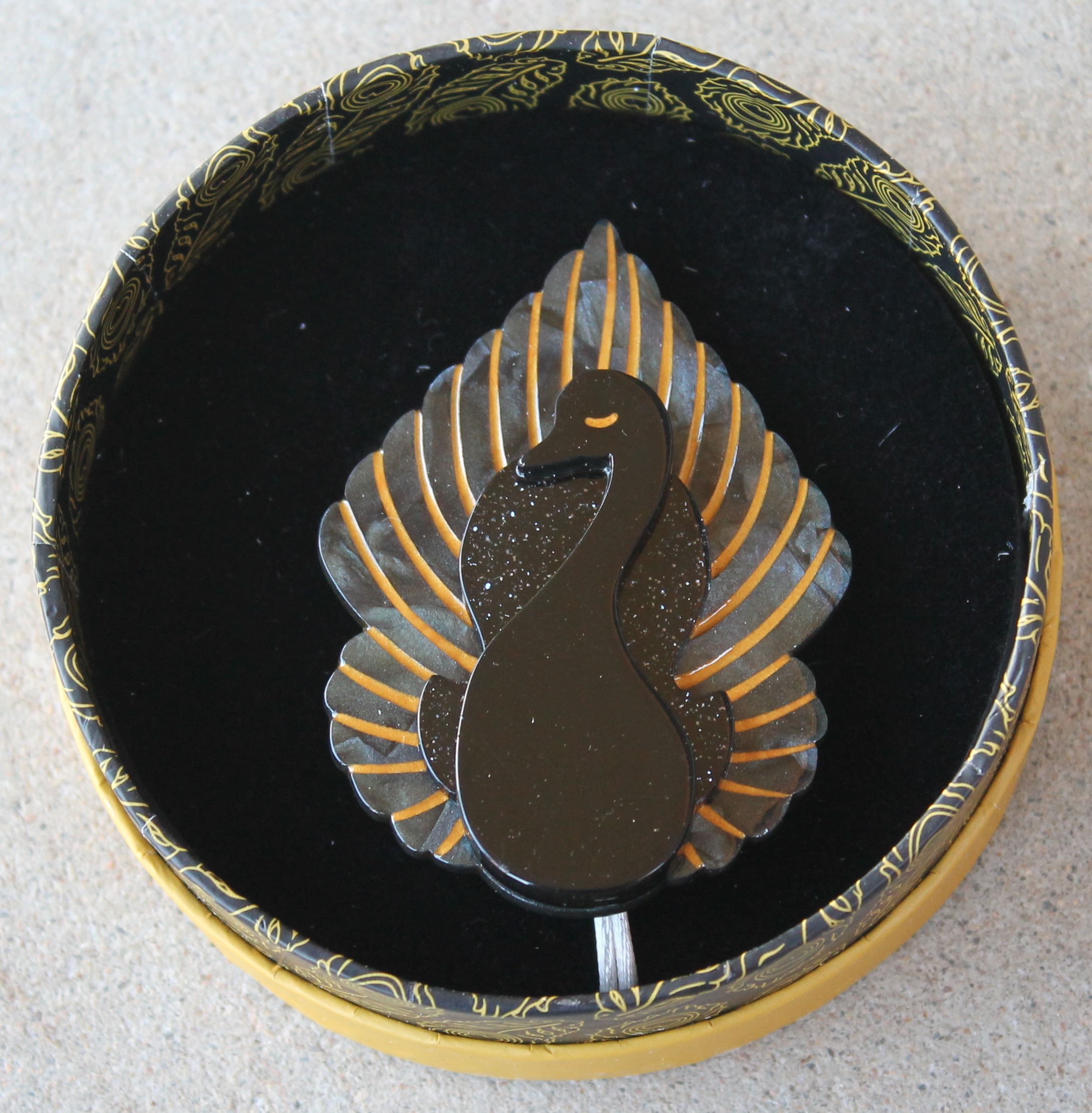 Erstwilder Brooch - Ailes Noires (Black Swan) - morpeth antique centre hunter valley erstwilder enamel pin doggo darkness earring brooch necklace art nouveau ailes noires black swan retro enamel pin up collectable