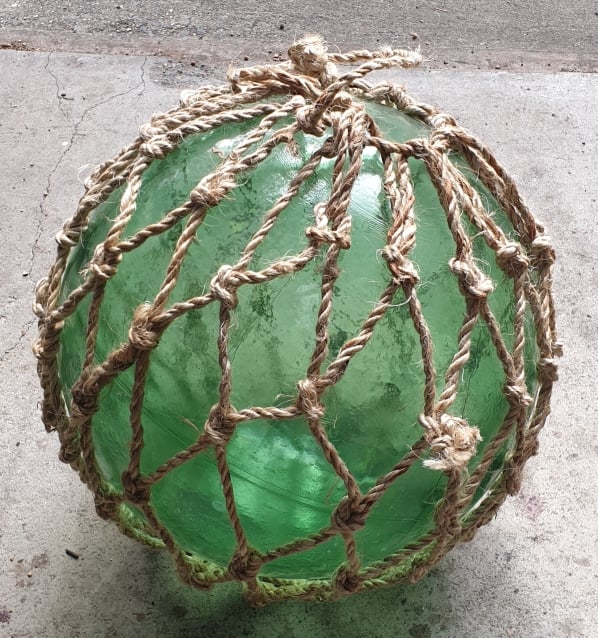 Vintage Fishing Float 16inch (Deep Green) - morpeth antique centre hunter valley fourteen inch fishing float synthetic net hokkaido region northern japan glass