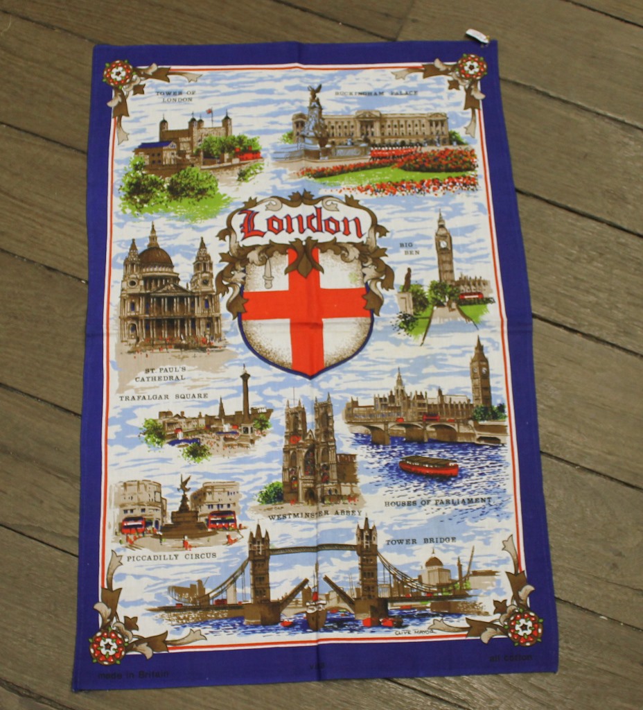 Teatowel - London, UK - morpeth antique centre hunter valley linen cotton blend tea towel teatowel vintage road trip new holiday destination australian town big icon native bird animal flora fauna wild flowers beach coast rural outback souvenier international destination landmark city region london england united kingdom buildings icons historic