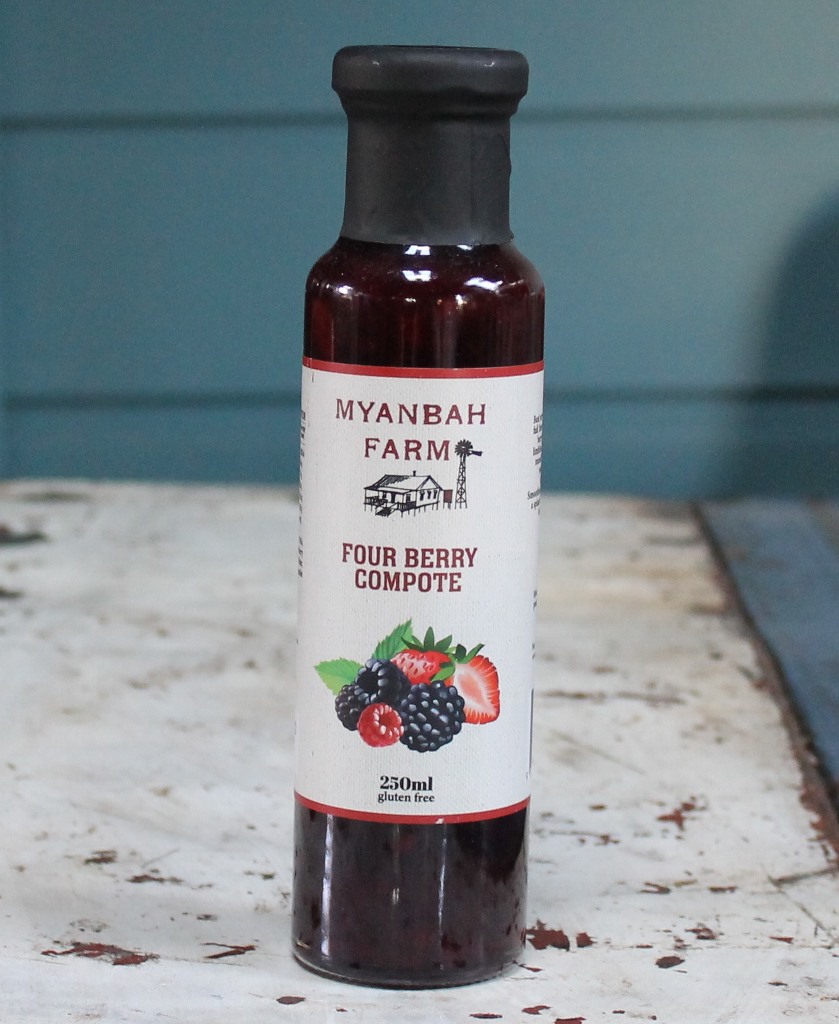 Myanbah - Four Berry Compote - morpeth gourmet foods gift gallery hunter valley myanbah farm dulce de leche oil dukkah dukka relish mayonnaise aioli salad dressing caramelised four berry compote balsamic jam dessert sauce paste butter