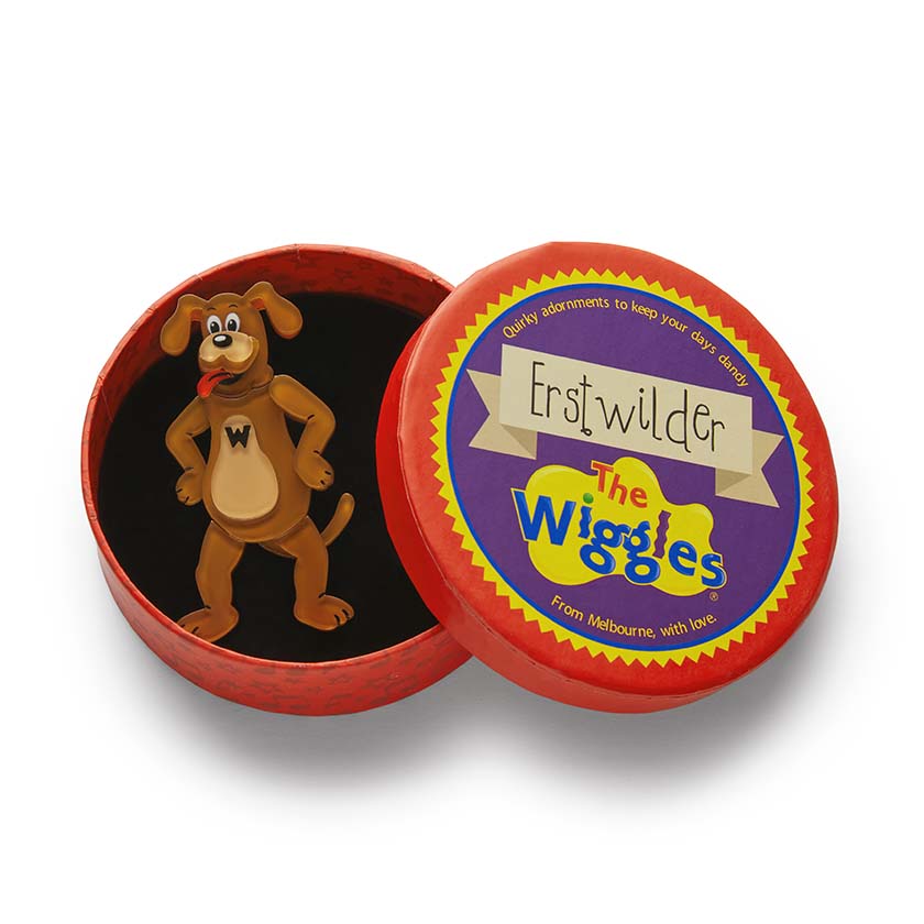 Erstwilder Brooch - Wags the Dog - morpeth antique centre hunter valley erstwilder wiggles 30th anniversary birthday fruit salad necklace brooch enamel pin wags dog