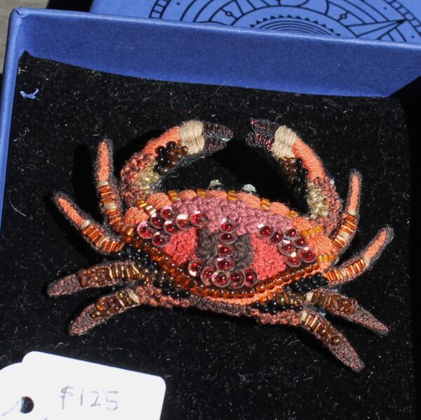 Mangrove Crab Brooch Morpeth Antique Centre Hunter Valley NSW Handcrafted Trovelore India embroidered beaded