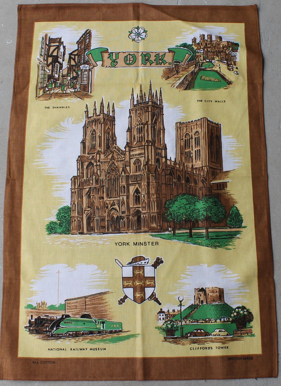 Teatowel - York Minster, England - morpeth antique centre hunter valley tea towel roadtrip linen cotton vintage york minster cathedral england united kingdom