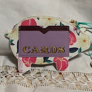 Vendula Card Holder Purse - Piggy Bank - morpeth gift gallery hunter valley vendula london piggy bank pig floral roses pouch bag box money card holder purse