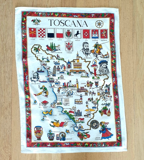 Teatowel - Toscana, Italy (Tuscany) - morpeth antique centre hunter valley tea towel road trip vintage cotton linen tuscany toscana region italy italia