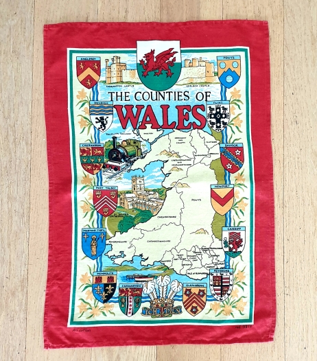 Teatowel - The Counties of Wales - morpeth antique centre hunter valley tea towel road trip vintage counties of wales cotton linen