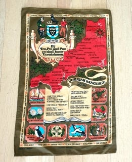 Teatowel - Cornish Language, England - morpeth antique centre hunter valley tea towel road trip vintage cotton linen