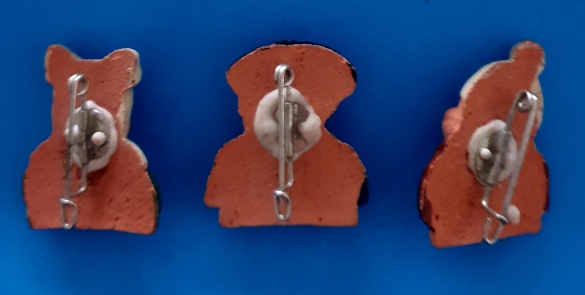 German Charity Badge Trio - Townsfolk - morpeth antique centre hunter valley german world war two II third reich WHW winter charity relief token glass metal plastic donation pin badge town folk
