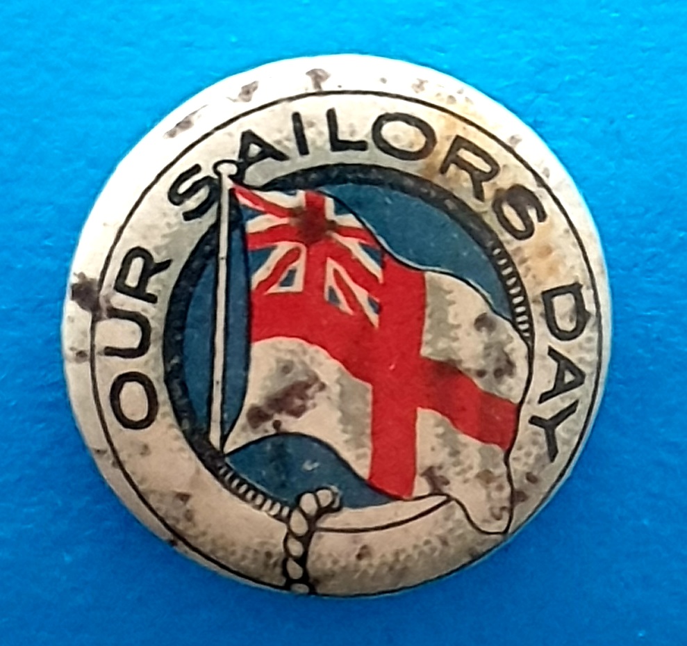 Australian WWI Charity Badge - Our Sailors Day - morpeth antique centre hunter valley australian our sailors day jack's white navy ensign merchant sea men