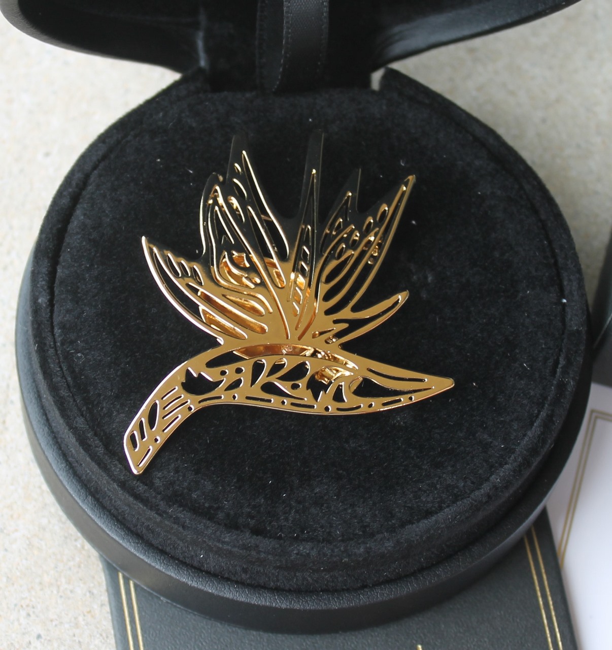Erstwilder Pomander Brooch - Birds of a Feather (Strelitzia) - morpeth antique centre hunter valley erstwilder heirloom pomander perfumed brooch birds of a feather strelitzia paradise bird of
