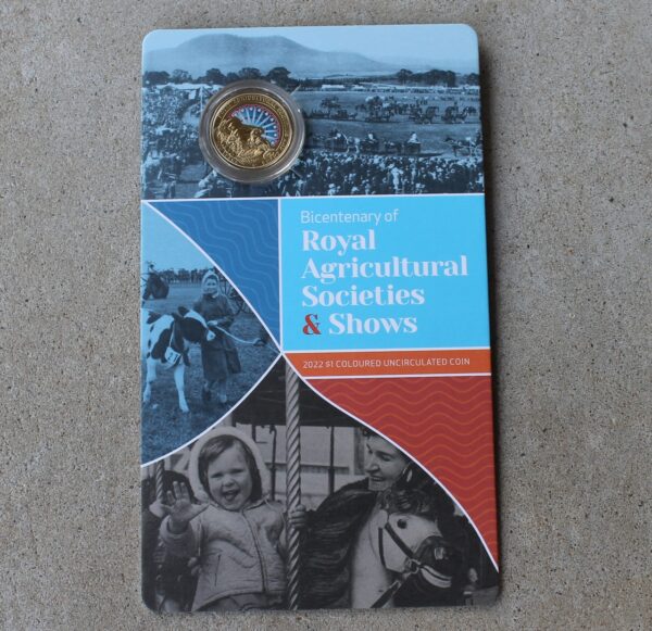 morpeth antique centre hunter valley one dollar coin royal agricultural societies shows 2022 coloured uncirculated mintmark c