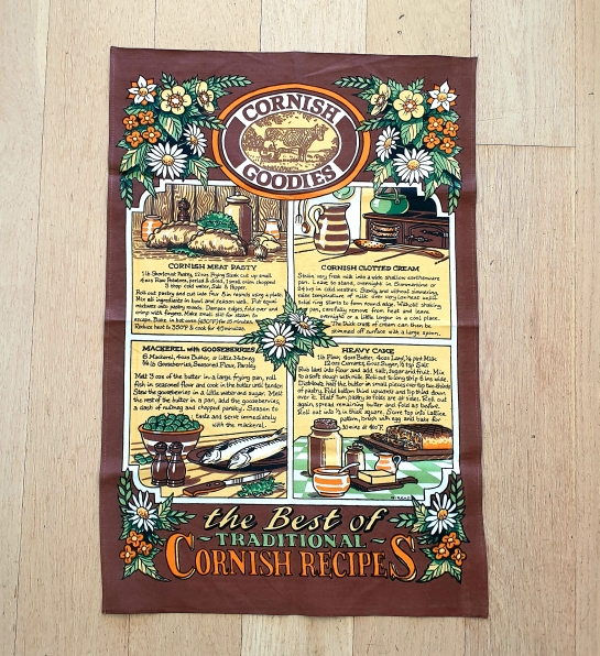 Teatowel - Cornish Recipes - morpeth antique centre hunter valley linen cotton tea towel australian road trip cornish goodies united kingdom recipes cornwall