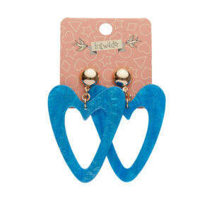 Erstwilder Earrings – Heart Gold Drop Aqua Blue