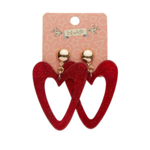 Erstwilder Earrings – Heart Gold Drop Red