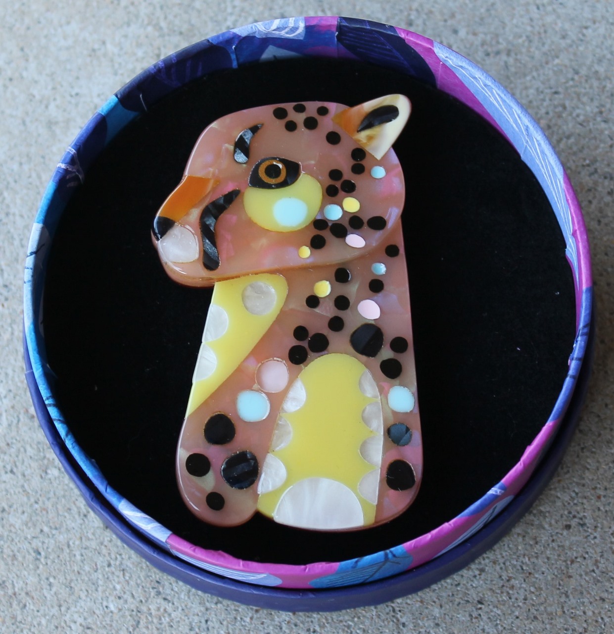 Erstwilder Brooch - The Choosy Cheetah - morpeth antique centre hunter valley erstwilder pete cromer wildlife mini space african jungle animals birds zoo mini brooch earrings ring necklace scarf choosy cheetah