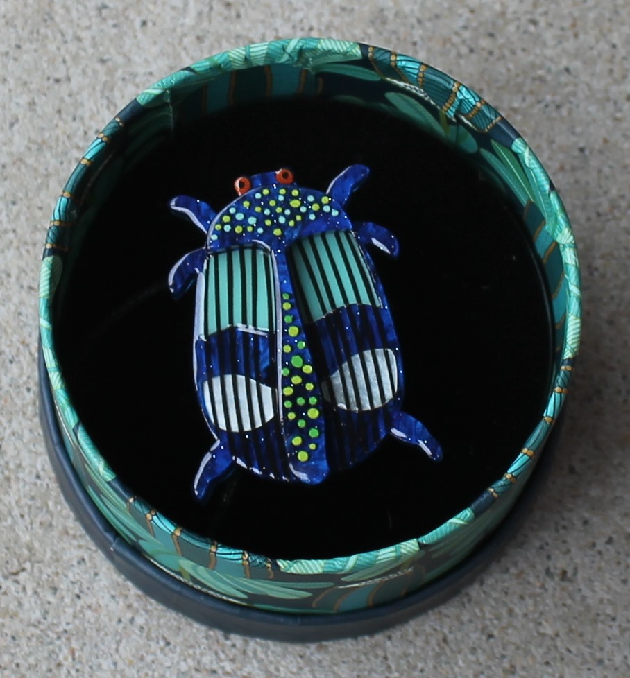 Erstwilder Ring - A Jewel Among Beetles - Size Large - morpeth antique centre hunter valley erstwilder ring clip brooch earring necklace resin enamel jocelyn proust design australian flora birds insect beetle butterfly native indigenous collectable retro jewel beetle