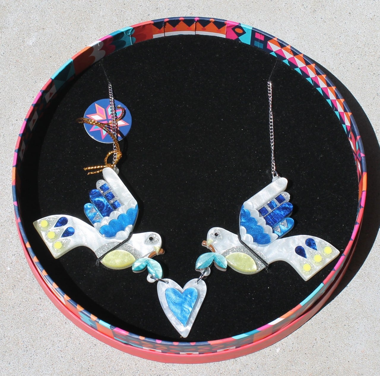 Erstwilder Necklace - Peace & Love - morpeth antique centre hunter valley erstwilder modern holiday Christmas earrings drop stud brooch necklace enamel pin ornament peace and love dove bird