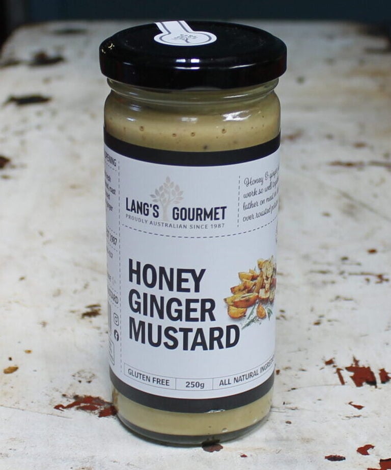 Lang's Honey Ginger Mustard - morpeth gourmet foods hunter valley sauce lang's queensland sauce dressing jam honey ginger mustard
