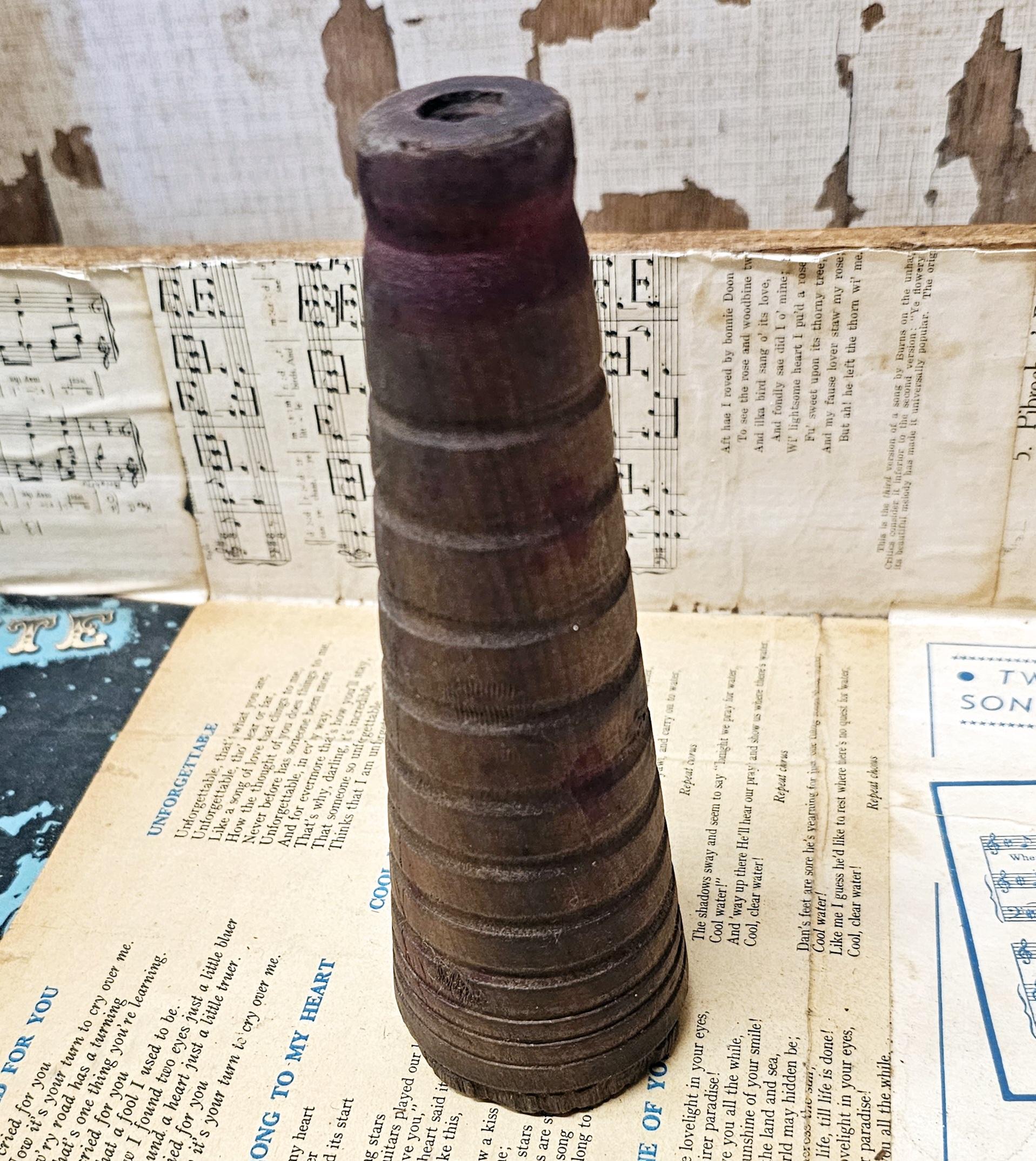 Bobbin - Winder Cone (Dark) - morpeth antique centre hunter valley industrial textile bobbin wooden metal england canada america shuttle ratchet banded vintage antique conical