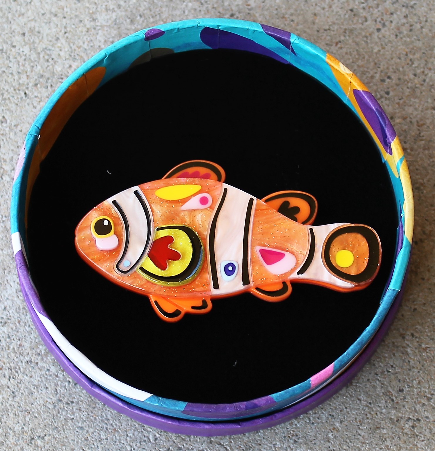 Erstwilder Brooch - The Charismatic Clownfish - morpeth antique centre hunter valley erstwilder pete cromer australian sea life earrings brooch necklace enamel pin retro collectable charismatic clownfish finding nemo great barrier reef