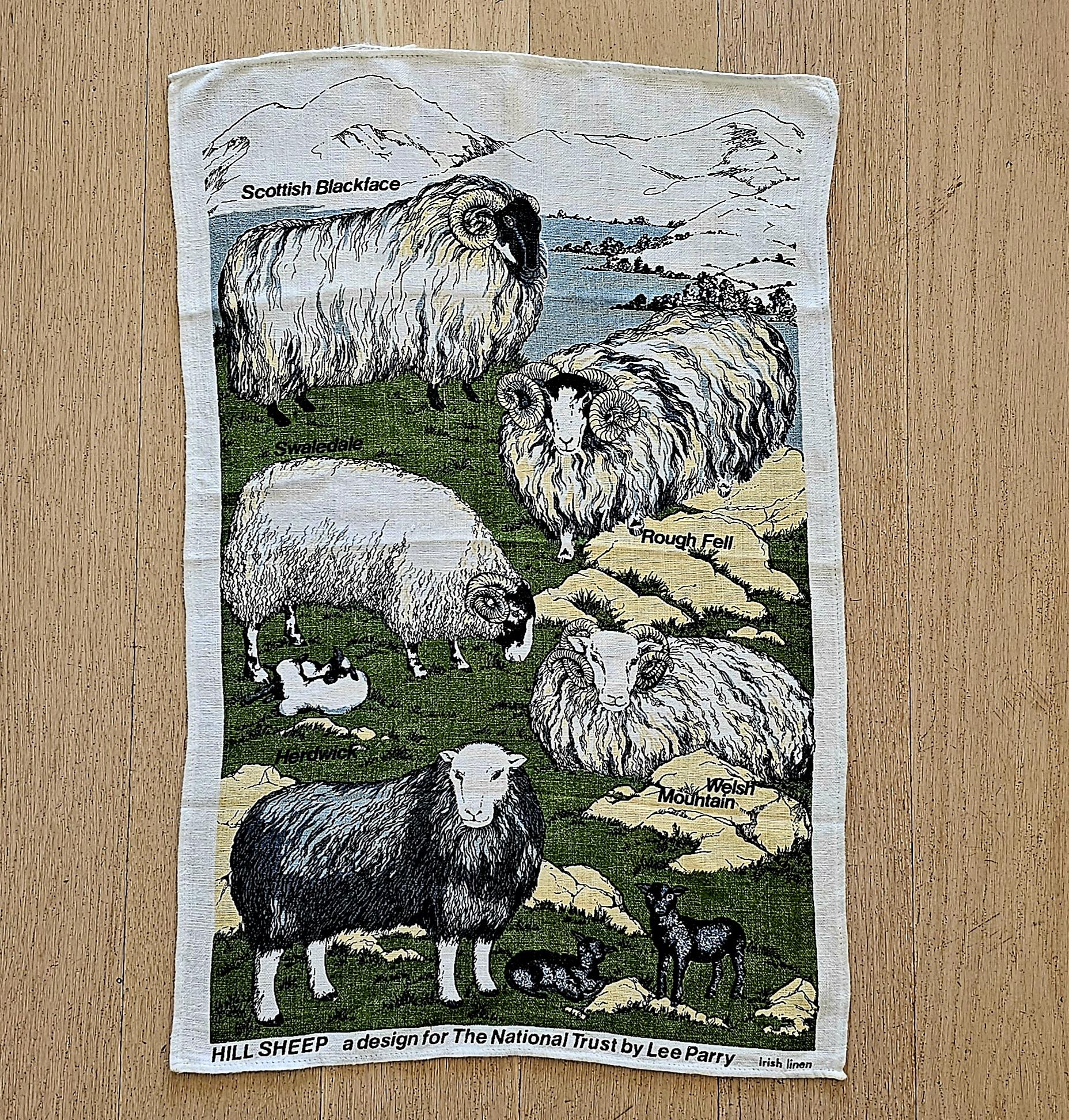 Teatowel - Hill Sheep of the UK - morpeth antique centre hunter valley region road trip tea towel vintage linen cotton irish scottish sheep hill blackface rough fell welsh mountain uk united kingdom