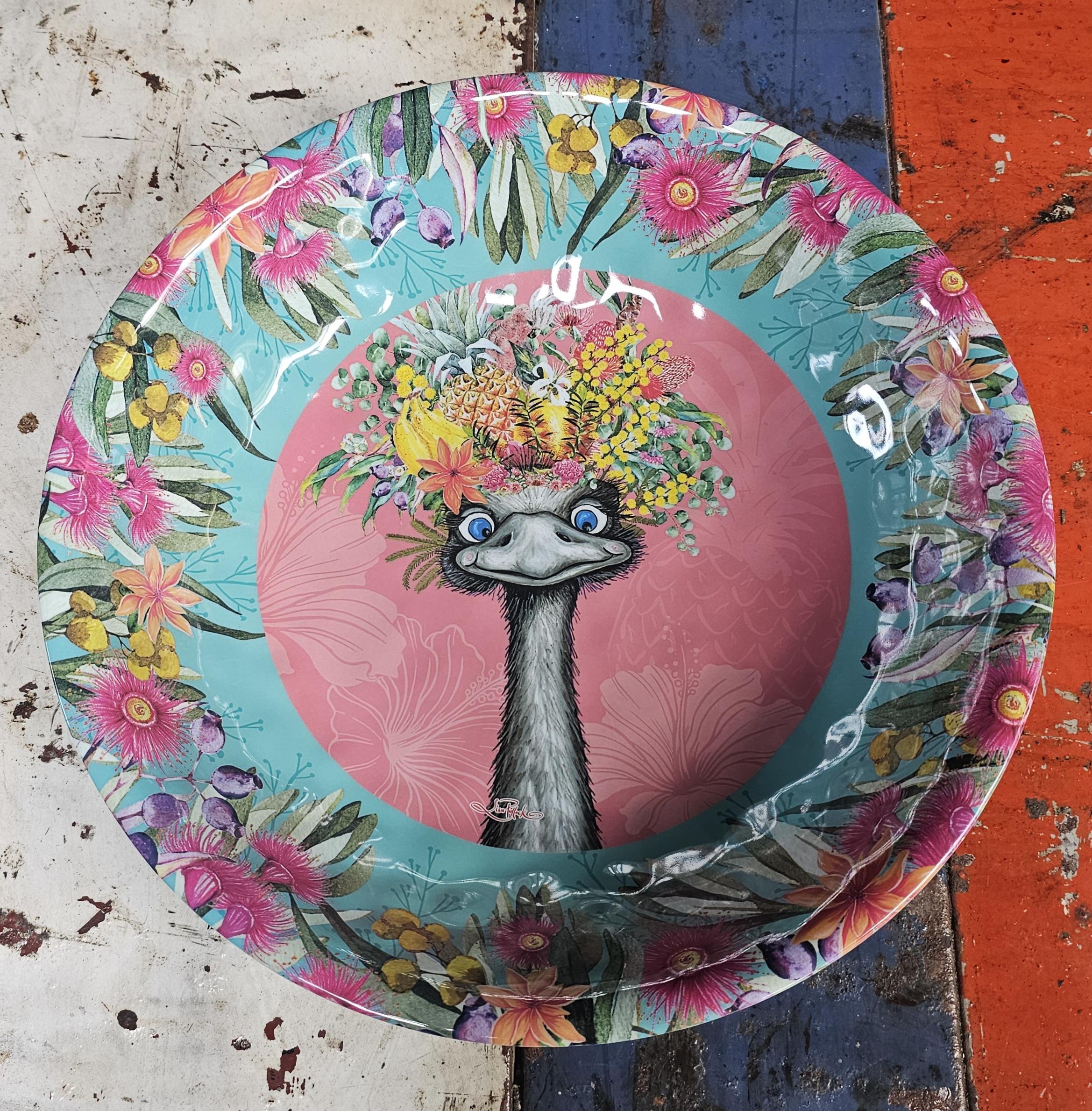 Serving Bowl - Emu - morpeth gift gallery hunter valley region lisa pollock bamboo entertaining australian artist eco friendly art from the heart serving board platter trinket tray cheese knife knives set duo melamine plastic emu
