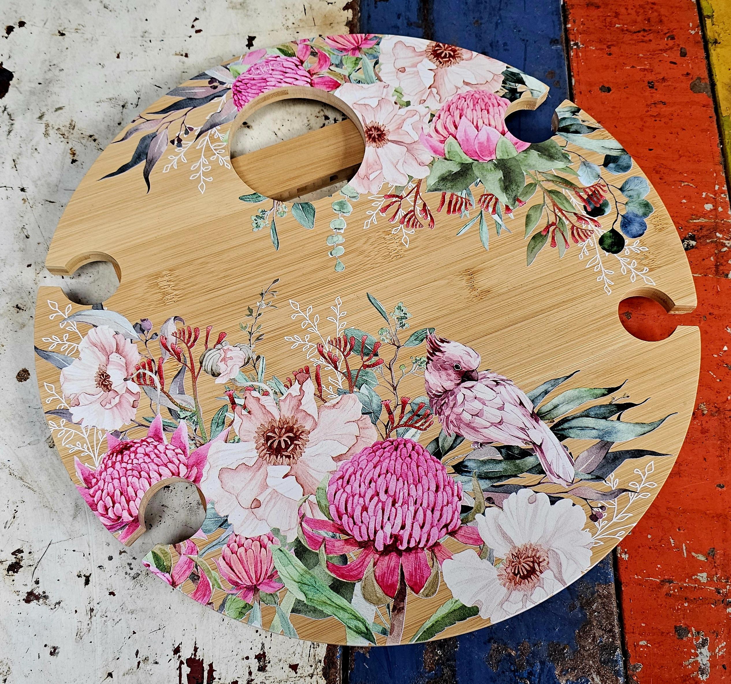 Picnic Table for Four - Waratah - morpeth gift gallery hunter valley region lisa pollock bamboo entertaining australian artist eco friendly art from the heart waratah native flora flower protea magnolia kangaroo paw eucalypt