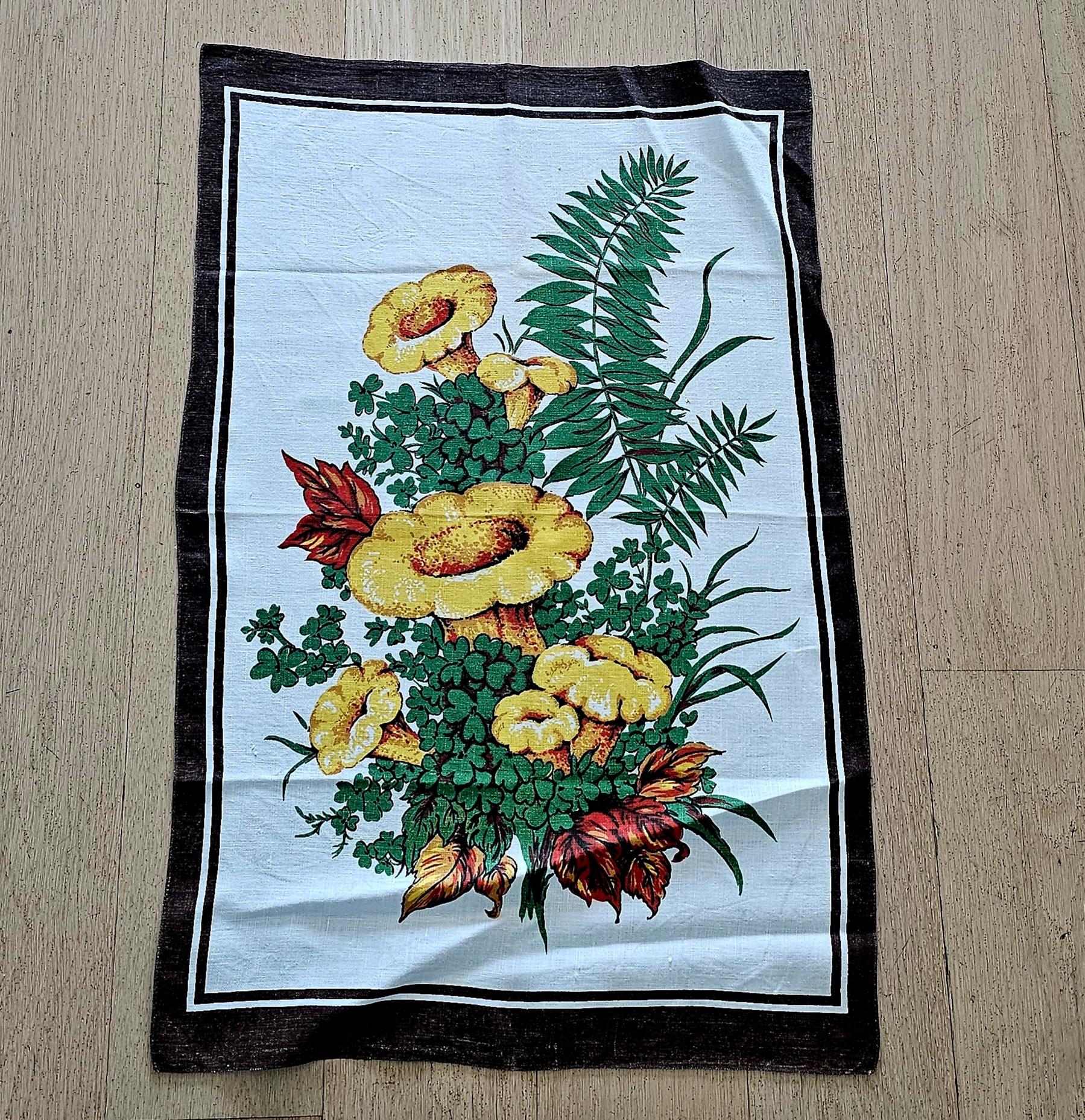 Vintage Teatowel - Flowers & Ferns - morpeth antique centre hunter region valley linen cotton irish poland czechoslovakia china tea towel road trip vintage flowers ferns
