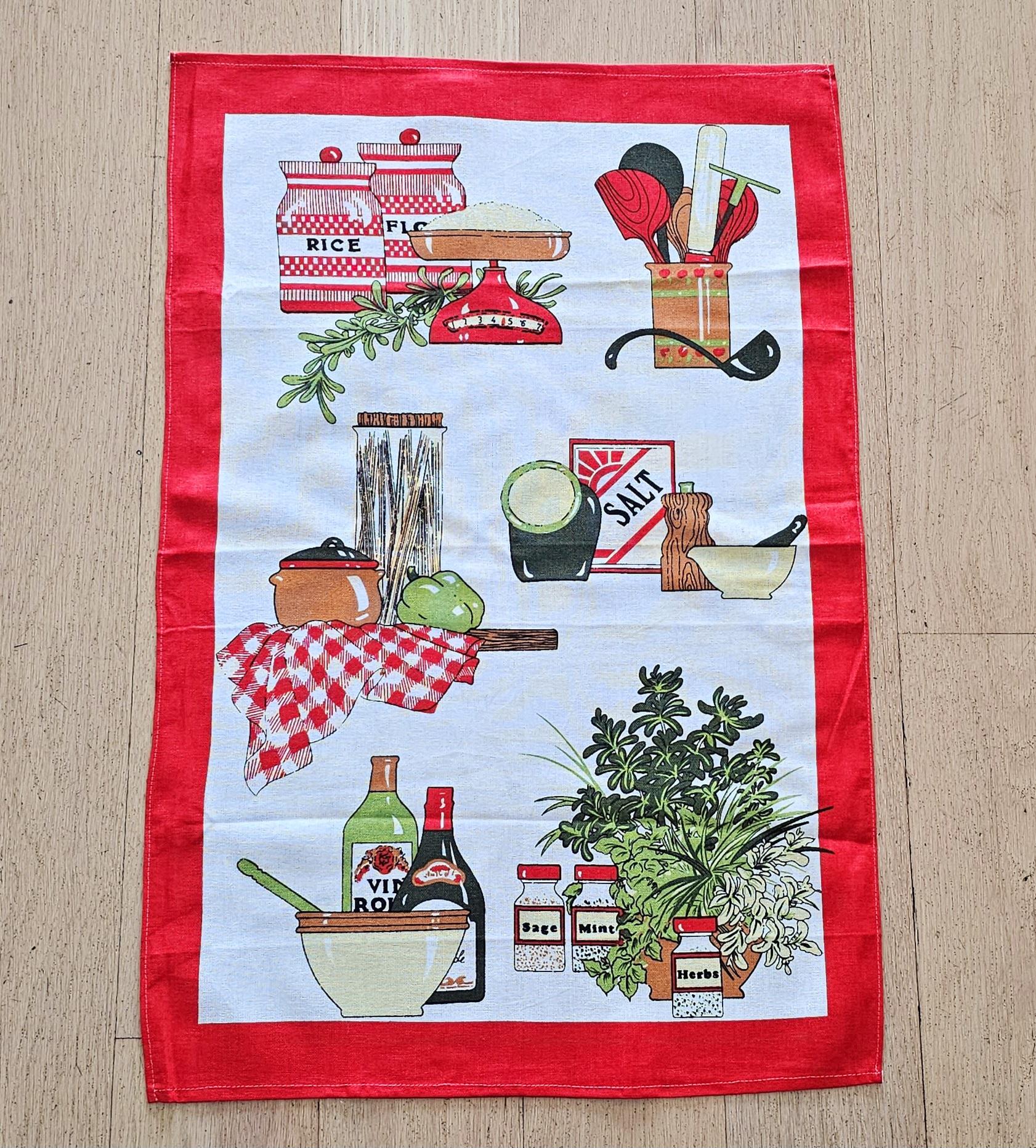Vintage Teatowel - Herbs & Spices - morpeth antique centre hunter region valley linen cotton irish poland czechoslovakia china tea towel road trip vintage herbs and spices kitchen essentials