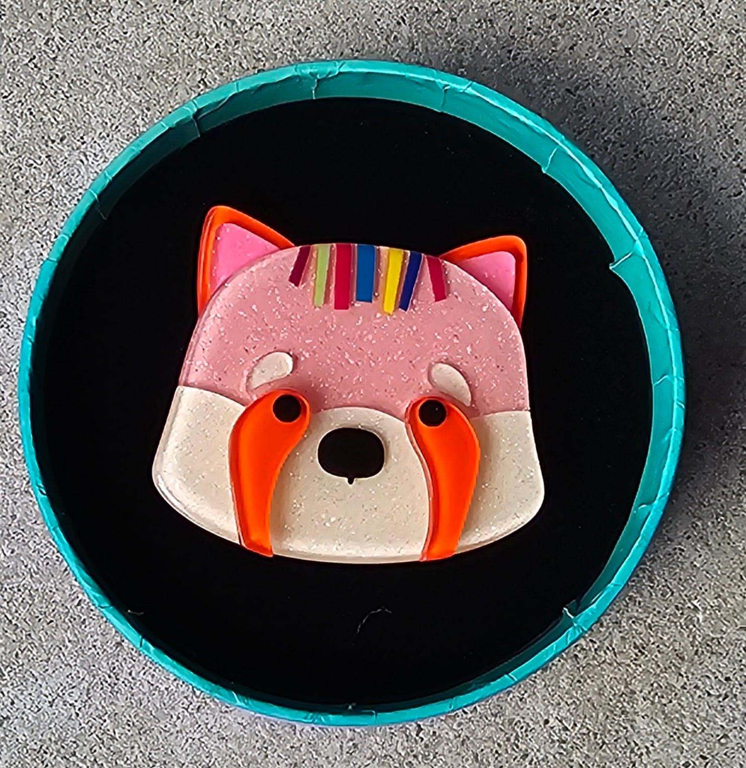 Erstwilder Brooch - Rhonda the Red Panda - morpeth antique centre hunter region valley erstwilder brooch mirror compact earrings necklace hair clips retro collectable kutopia rhonda the red panda