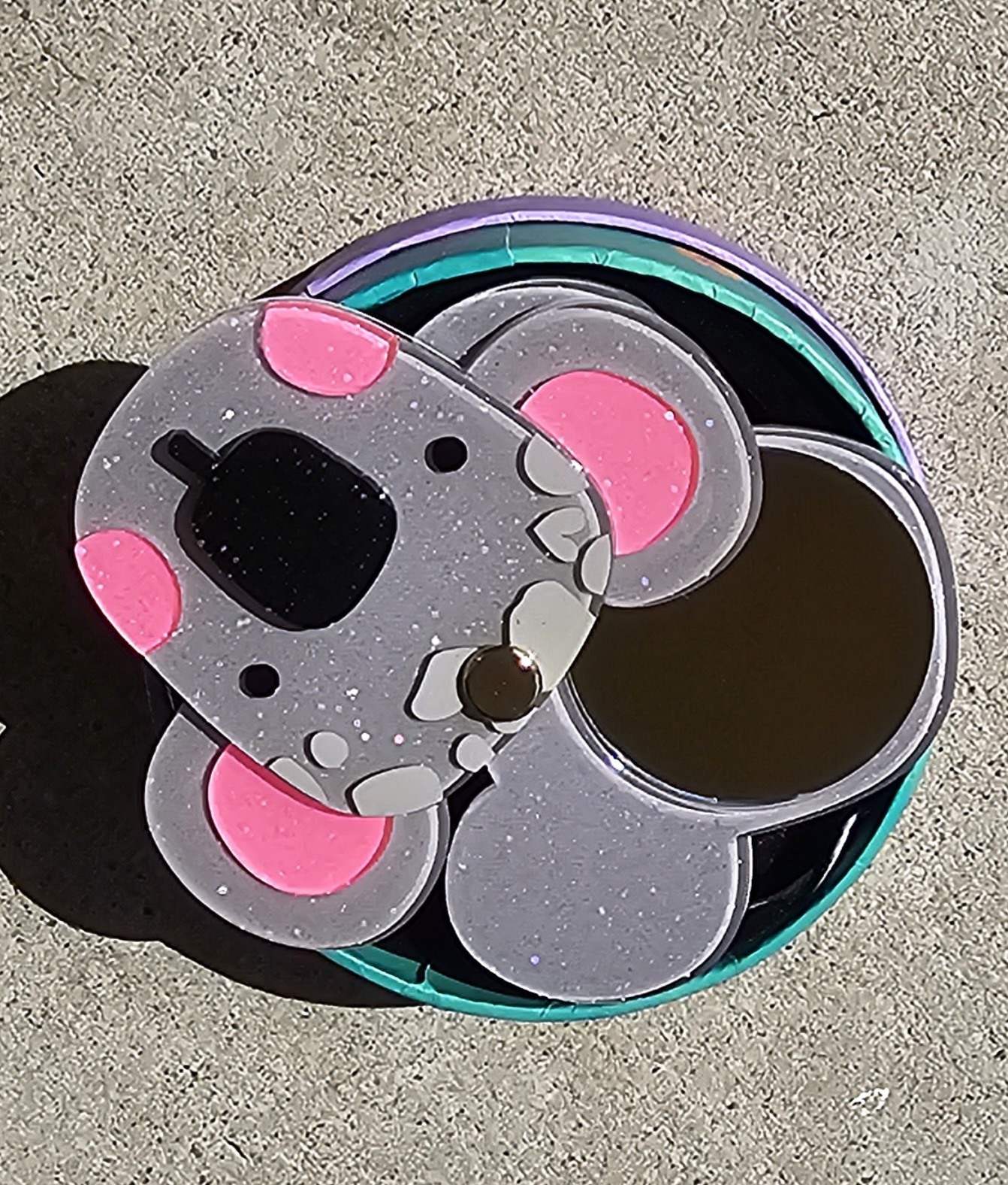 Erstwilder Mirror Compact - Keith the Koala - morpeth antique centre hunter region valley erstwilder brooch mirror compact earrings necklace hair clips retro collectable kutopia keith the koala australian native animal